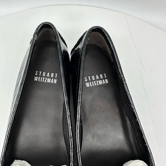 Stuart Weitzman Patent Leather Croc Embossed Wedge Buckle Loafer Women’s 4 - Picture 12 of 15